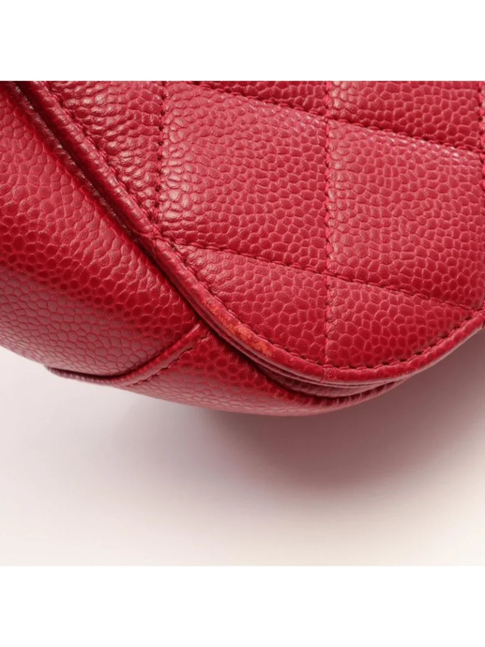 Chanel Shoulder Bag Quilted Top Handle 2-Way Red Caviar Leather Top Full Flap